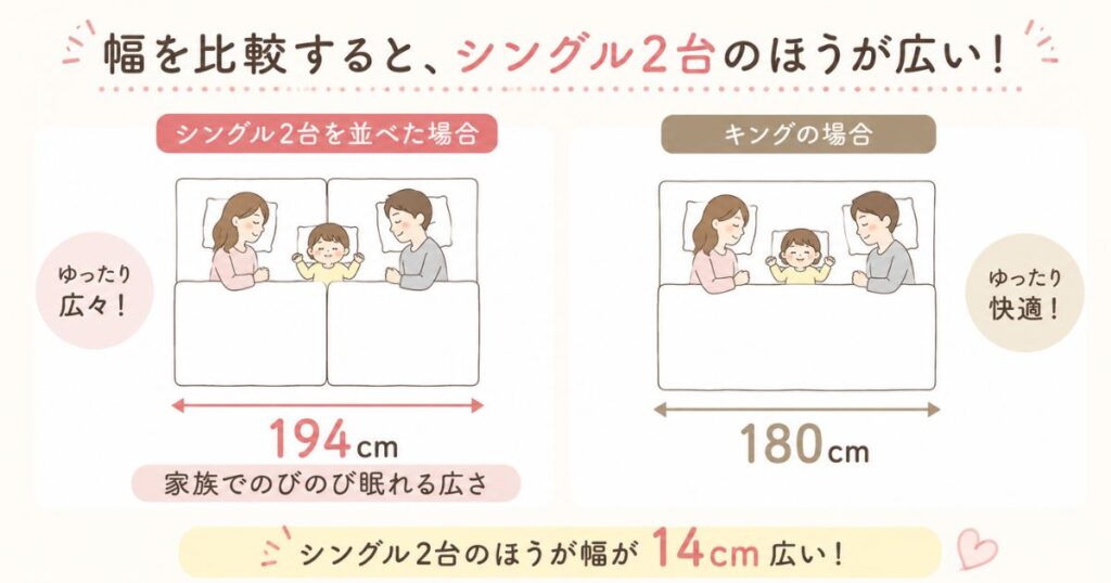 コアラマットレス 連結 シングル2台 セミダブル2台 キング ワイド 幅 比較