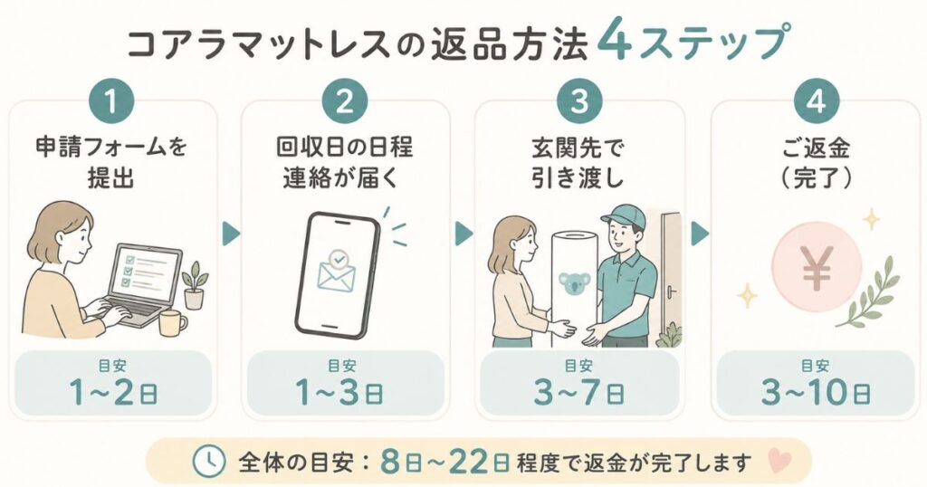 コアラマットレスの返品方法4ステップと回収から返金までの流れ