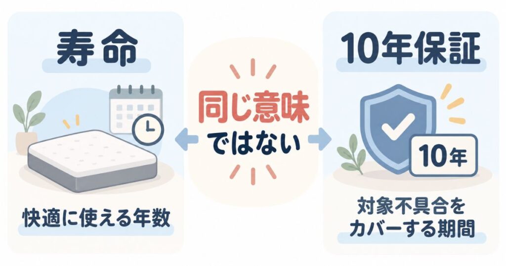 エマスリープのマットレス寿命と10年保証の違い