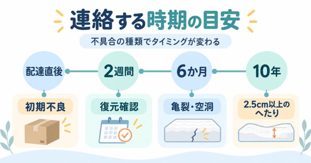 エマスリープの不良品と10年保証を申請する時期のタイムライン