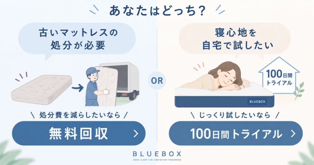 BLUEBOXの不要マットレス無料回収と100日間トライアルの選び方