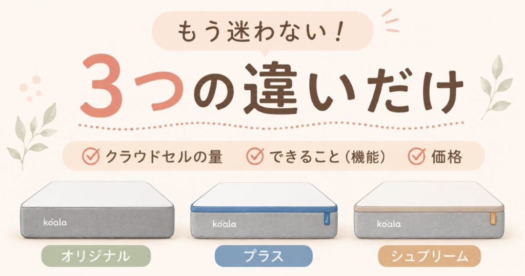 コアラマットレスのどれがいいかは予算と欲しい機能で決まります｜オリジナル・プラス・シュプリームの違いを比較